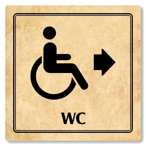 WC invalidé vpravo, 80x80mm, pergamen, Utah